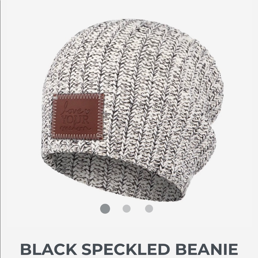 Love Your Melon - Black Speckled Beanie leather patch